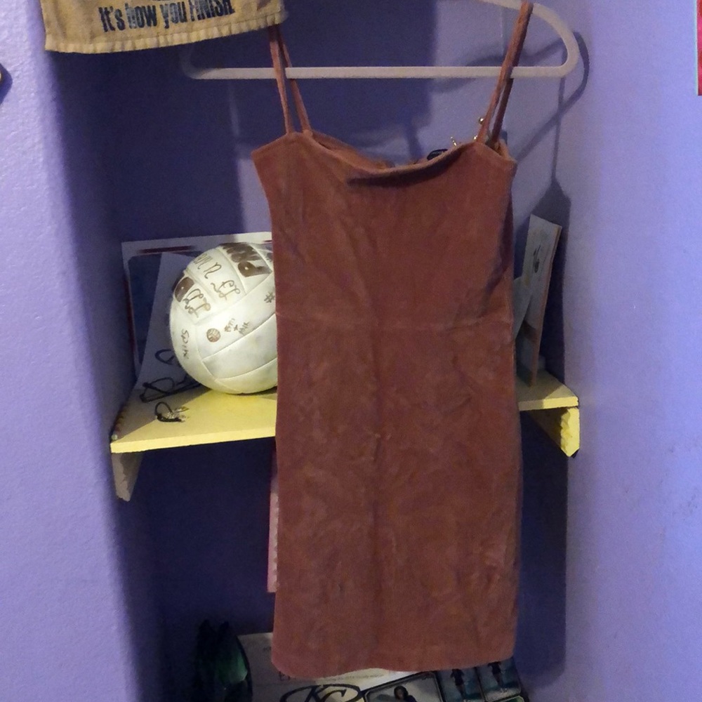 Short tight fitted tan dress